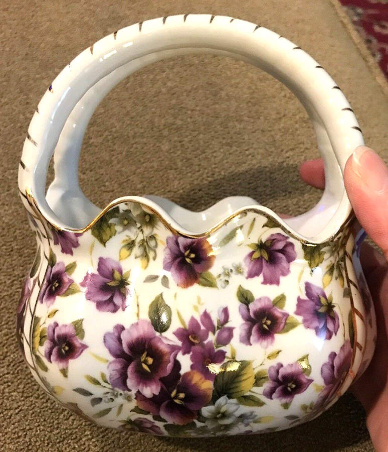 Pansy Chintz Small Basket by Baum Brothers-1