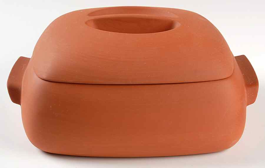 Terra Cotta 2 Quart Square Casserole with Ceramic Lid by Bret Bortner Design-1