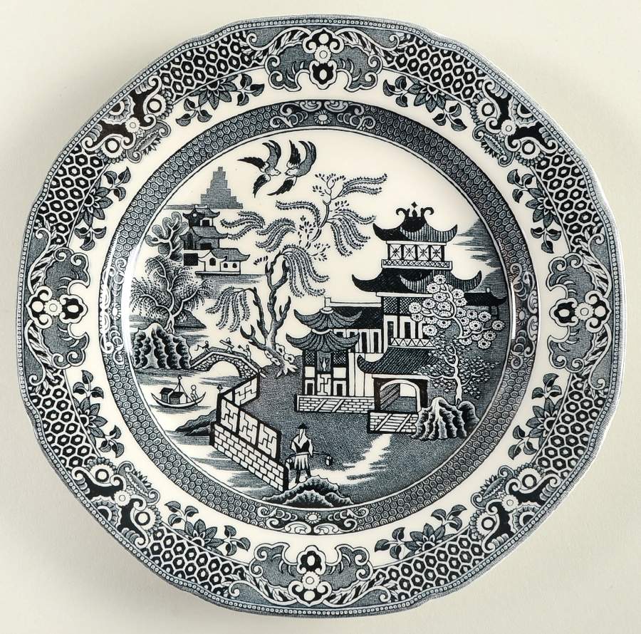 Willow Black Salad Plate by Burgess & Leigh-1