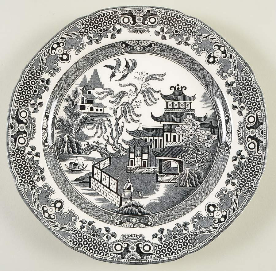 Willow Black Dinner Plate by Burgess & Leigh-1