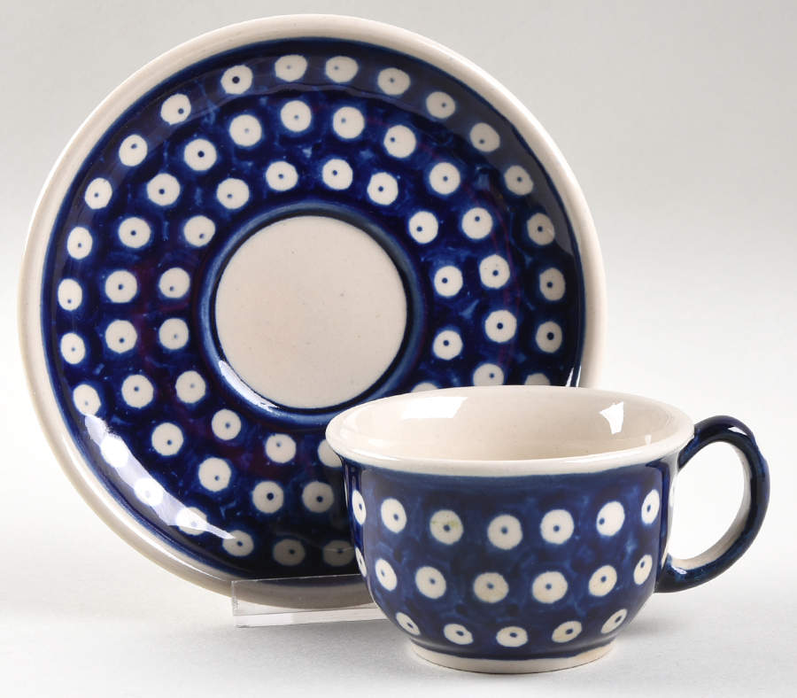 True Blue Flat Cup & Saucer Set by BOLESLAWIEC-1