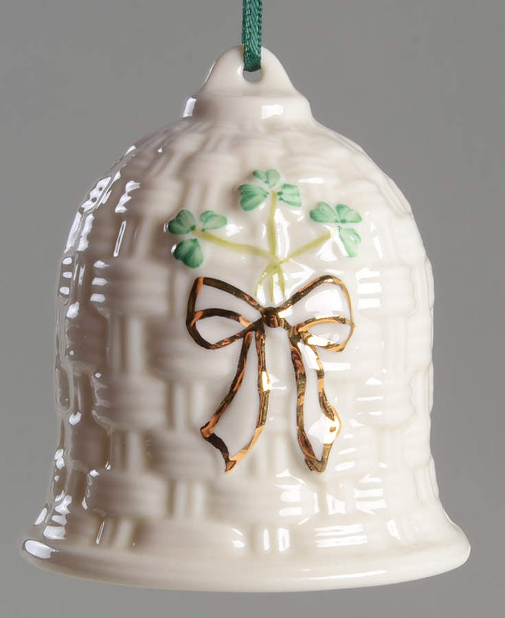 Shamrock (Gold Accent) Bell by Belleek Pottery (Ireland)-1