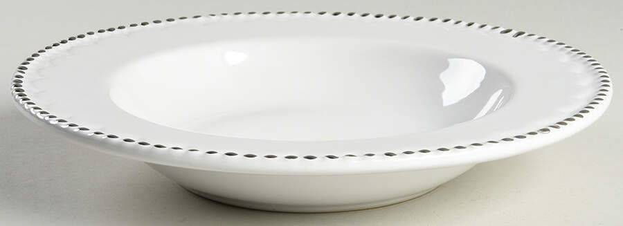 Antique Beads White Large Rim Soup Bowl by Baum Brothers-1