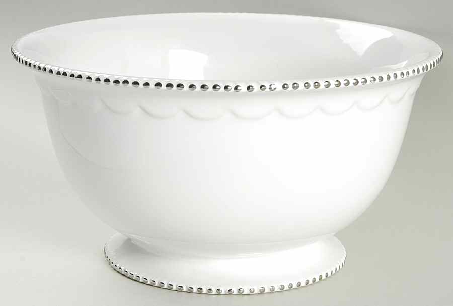 Antique Beads White 10" Round Vegetable Bowl by Baum Brothers-1