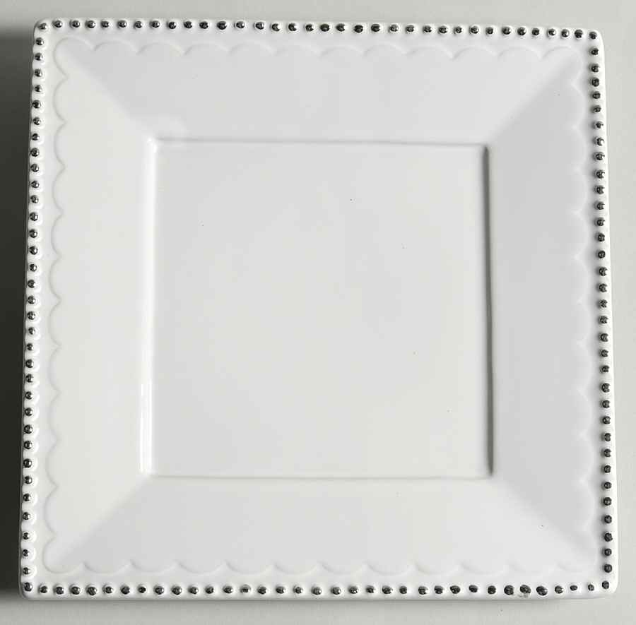 Antique Beads White Square Salad Plate by Baum Brothers-1