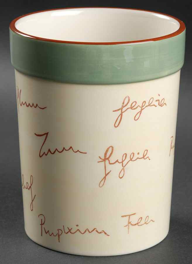 Fruit Writing (Green Band) Utensil Holder by Baum Brothers-1
