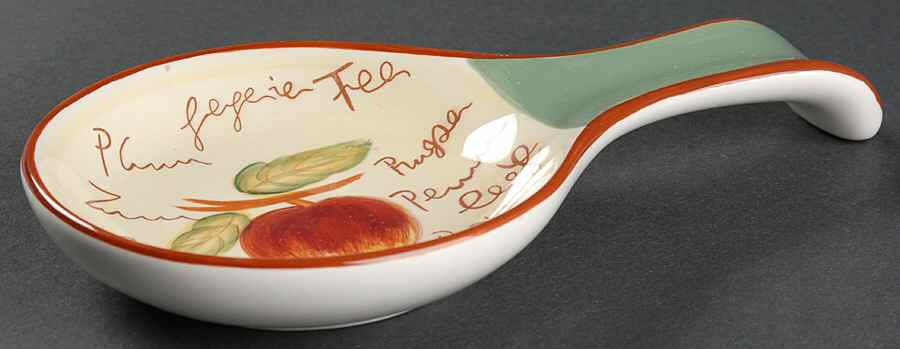 Fruit Writing (Green Band) Spoon Rest/Holder (Holds 1 Spoon) by Baum Brothers-1
