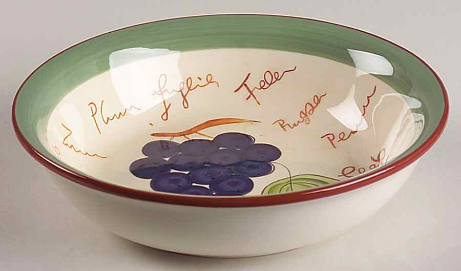 Fruit Writing (Green Band) Soup/Cereal Bowl by Baum Brothers-1