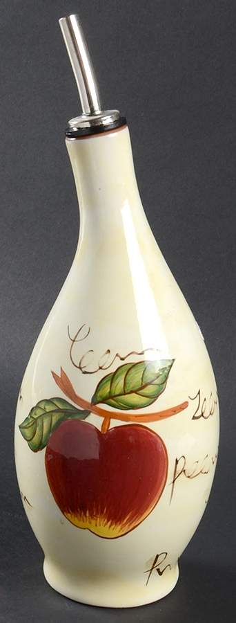 Fruit Writing (Green Band) Oil Jar & Drizzle Spout by Baum Brothers-1
