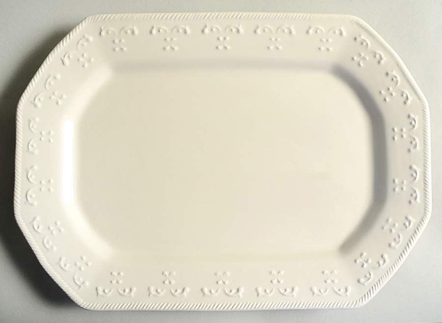 Ivory Scroll 14" Oval Serving Platter by Better Homes and Gardens-1