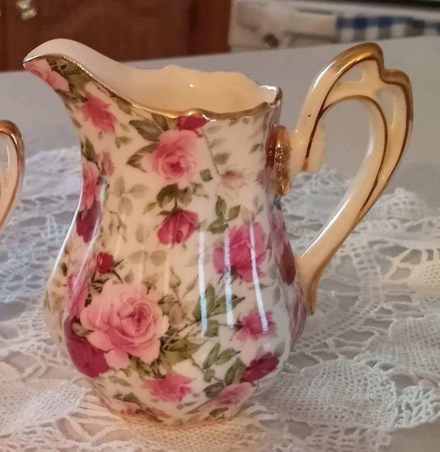 Victorian Rose Chintz Creamer by Baum Brothers-1