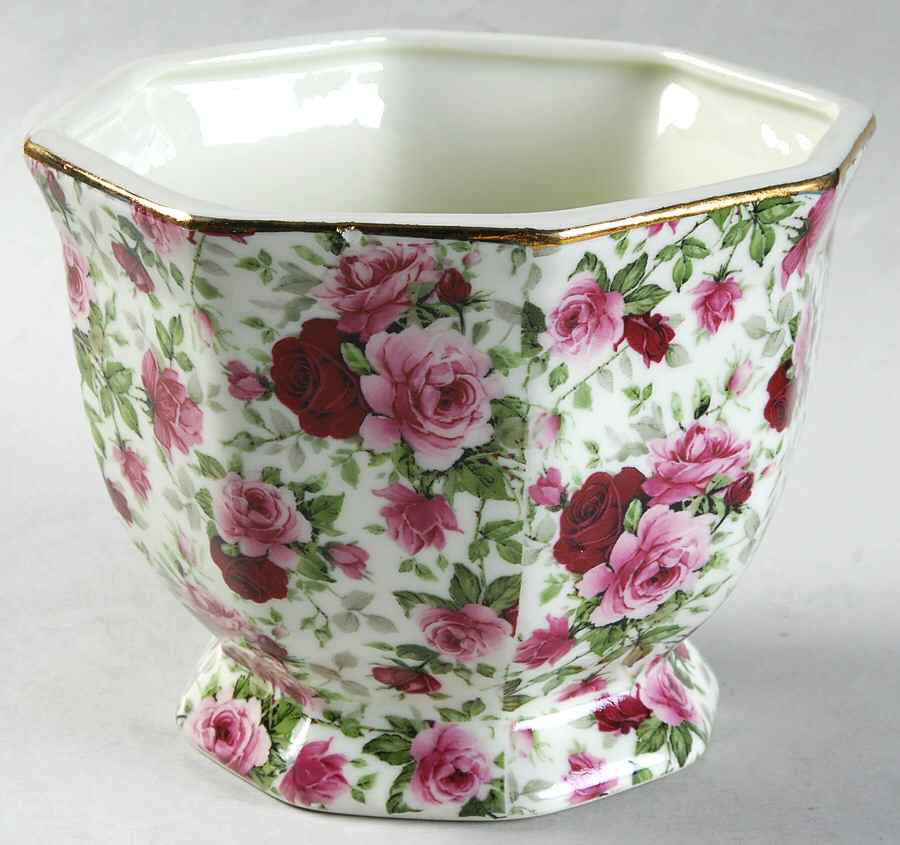 Victorian Rose Chintz Cachepot by Baum Brothers-1