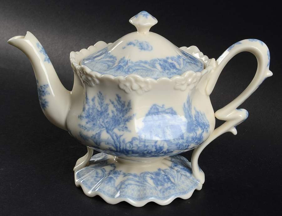 Blue Toile Teapot & Lid by Burton & Burton-1