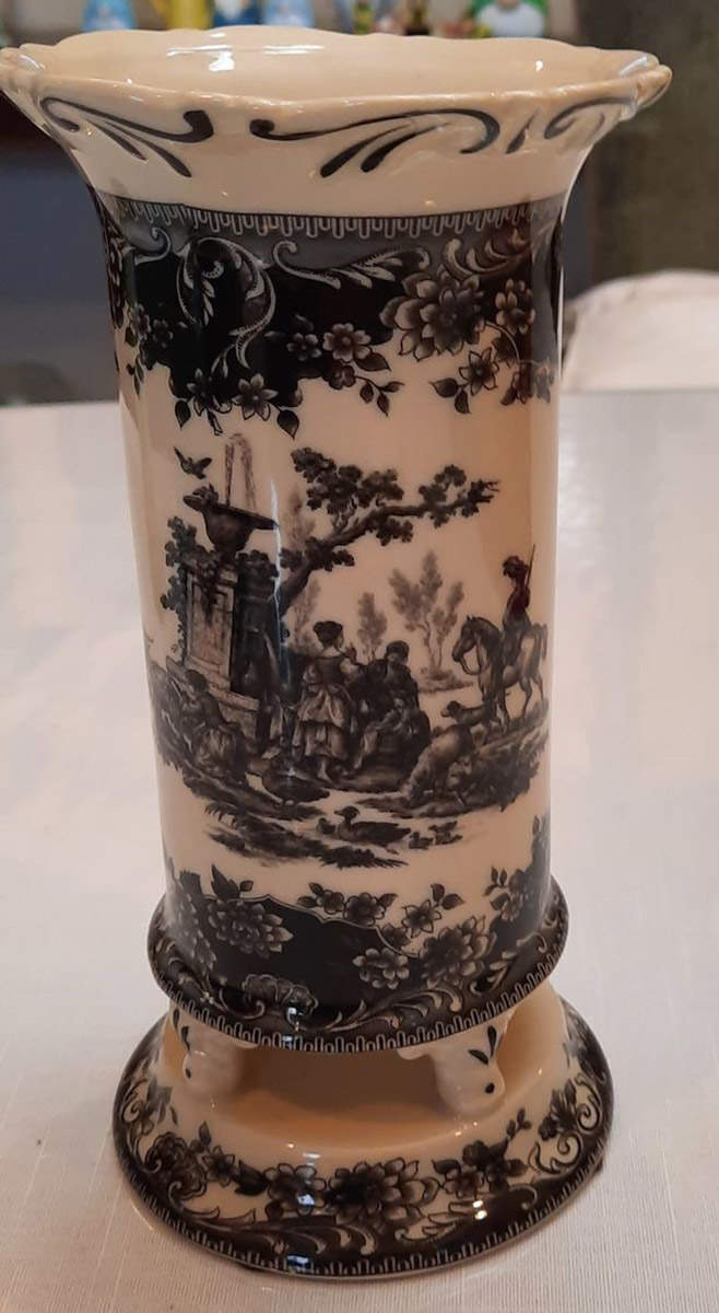 Black Toile 7" Vase by Burton & Burton-1