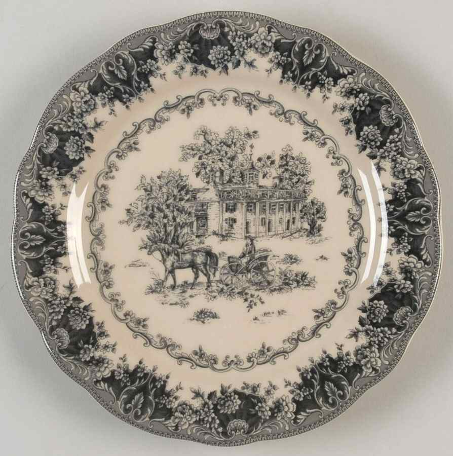 Black Toile Salad Plate by Burton & Burton-1