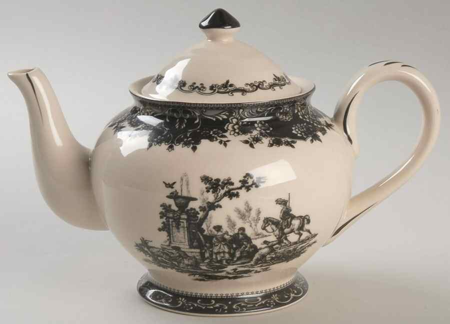 Black Toile Teapot & Lid by Burton & Burton-1
