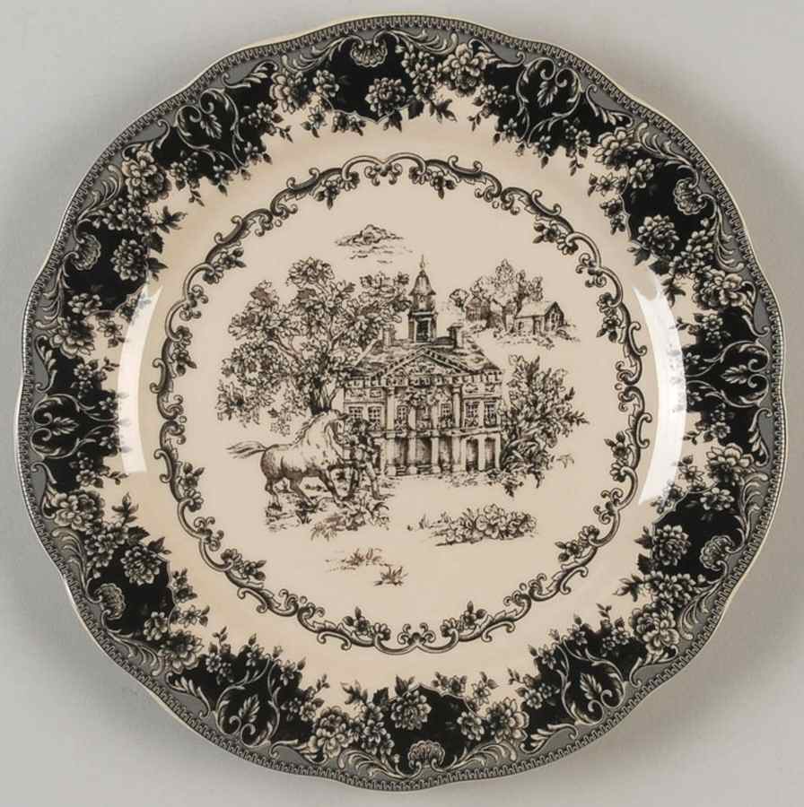 Black Toile Salad Plate by Burton & Burton-1
