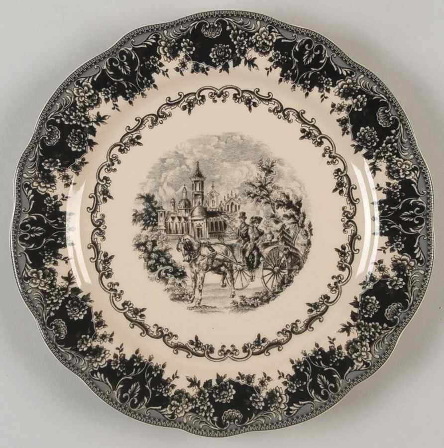 Black Toile Salad Plate by Burton & Burton-1