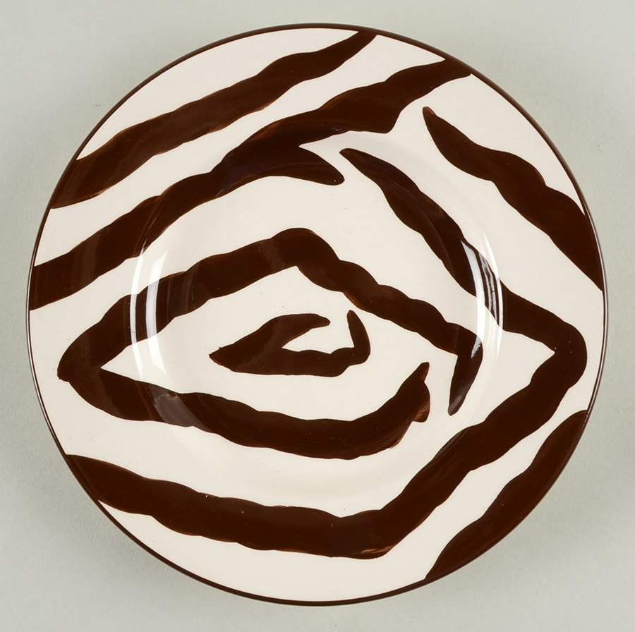 Zebra Brown Salad/Dessert Plate by Ballard Designs-1