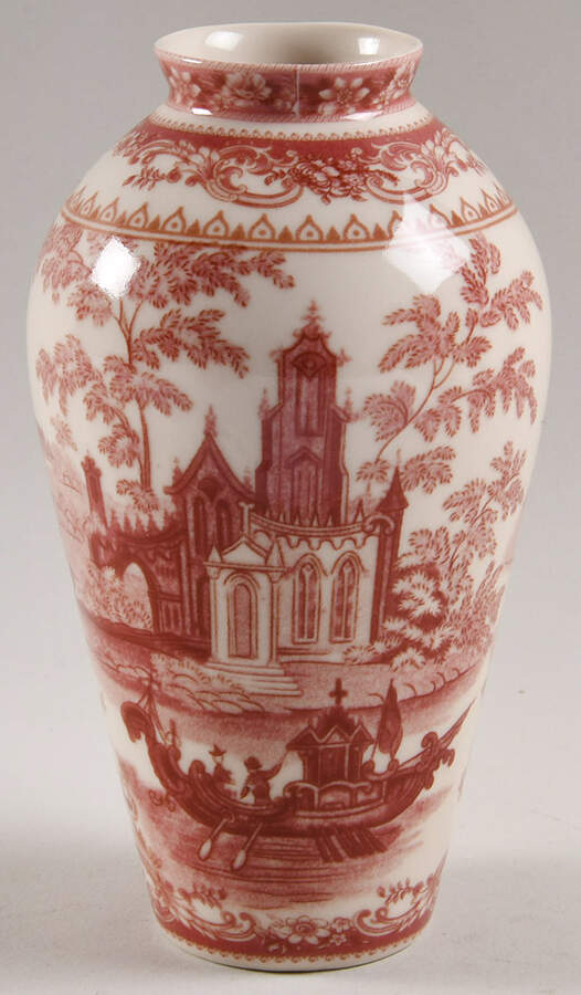 Red Toile 6" Vase by Burton & Burton-1