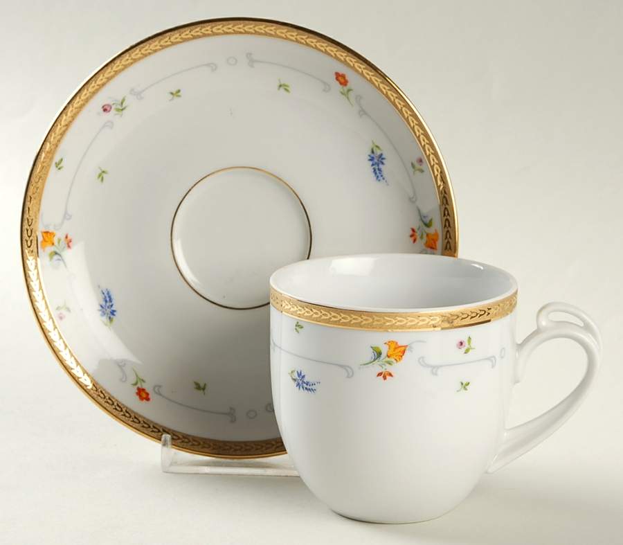 Petite Fleur Flat Cup & Saucer Set by Baum Brothers-1