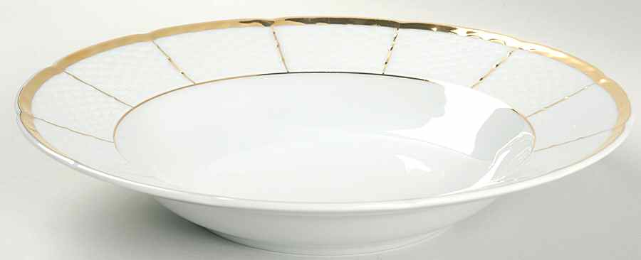 Royalty (Gold Stripes) Large Rim Soup Bowl by Baum Brothers-1