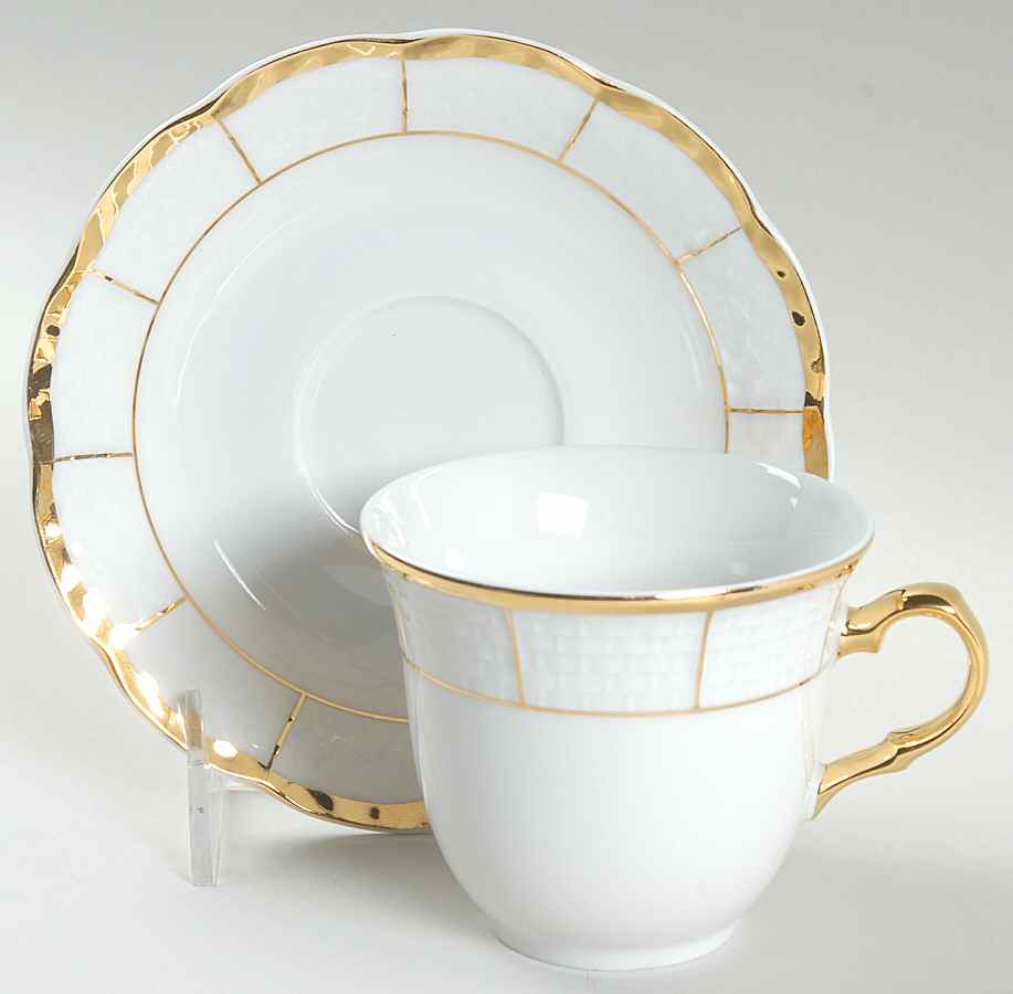 Royalty (Gold Stripes) Flat Cup & Saucer Set by Baum Brothers-1