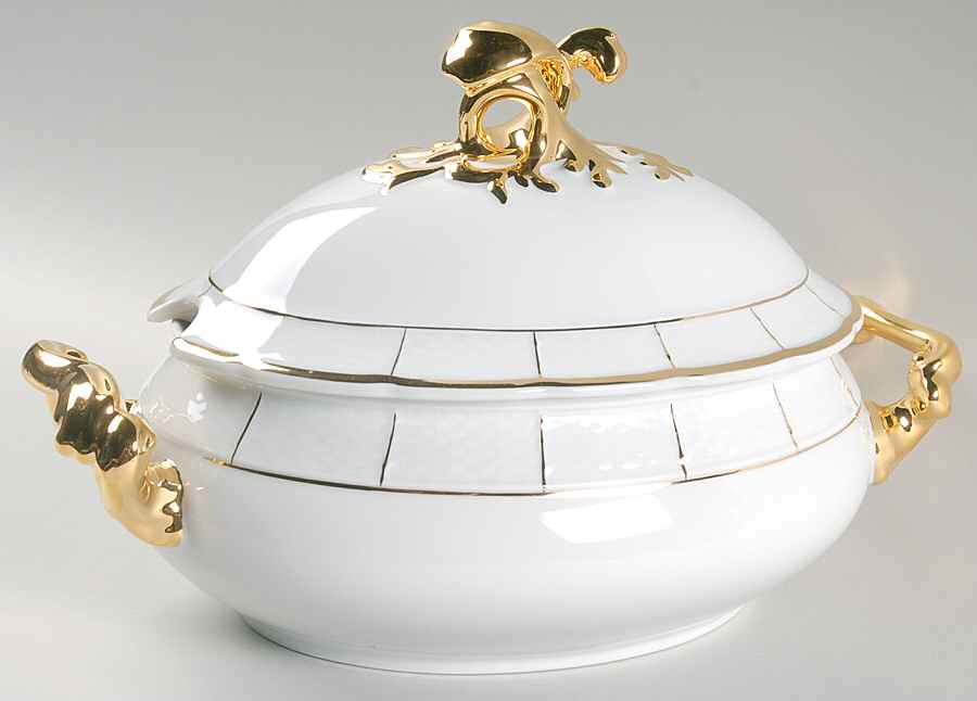 Royalty (Gold Stripes) Oval Tureen & Lid by Baum Brothers-1