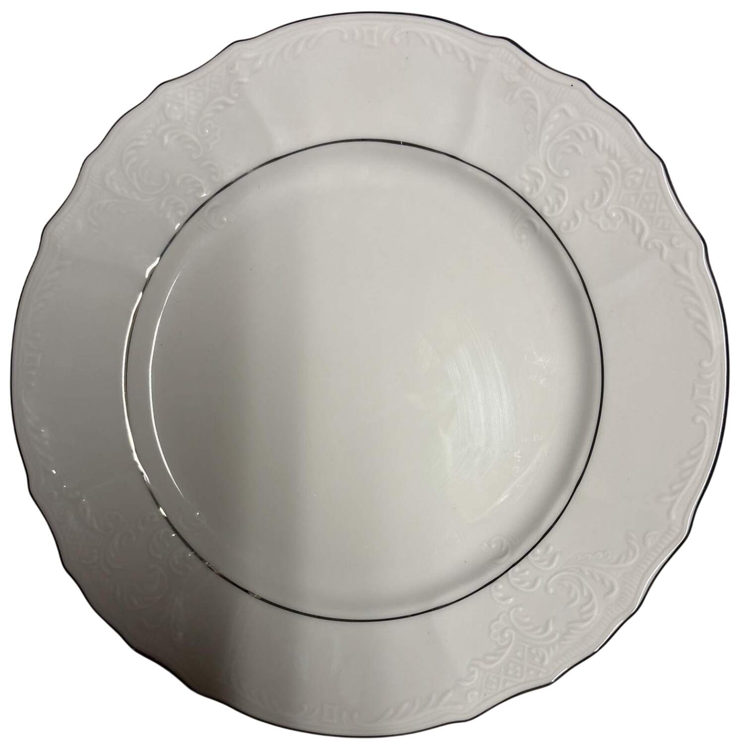 Bernadotte Platinum Scroll Dinner Plate by Baum Brothers-1