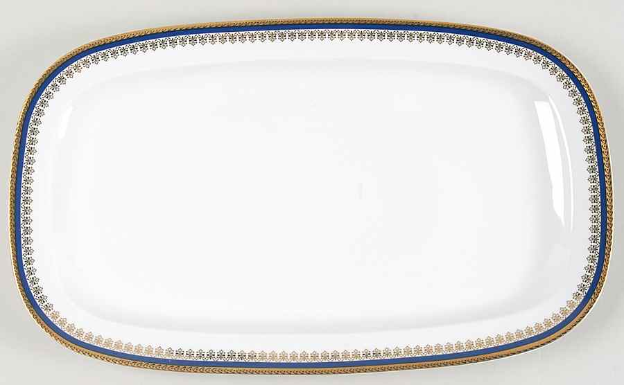 Amanda Cobalt 14" Rectangular Serving Platter by Baum Brothers-1