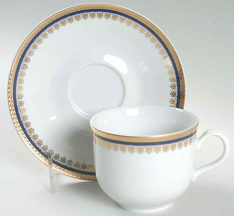 Amanda Cobalt Flat Cup & Saucer Set by Baum Brothers-1