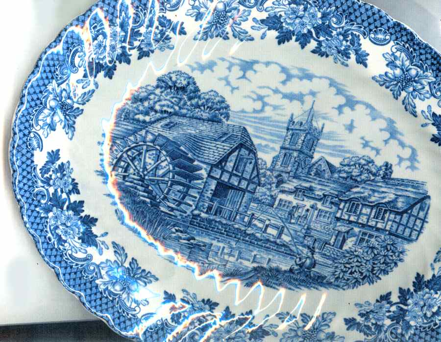 Merrie Olde England Blue 12" Oval Serving Platter by British Anchor-1
