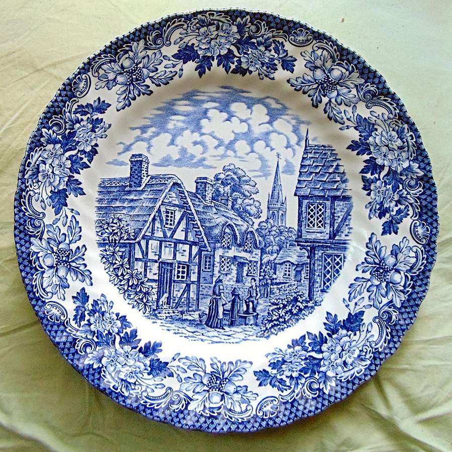 Merrie Olde England Blue Dinner Plate by British Anchor-1