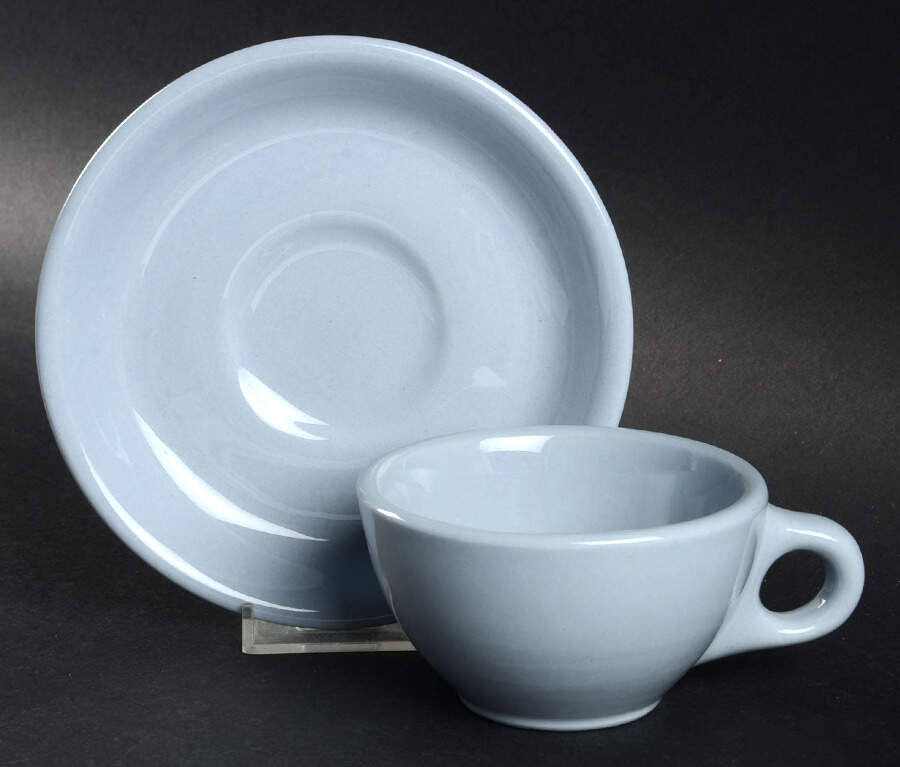 Lune Blue Flat Cup & Saucer Set by Buffalo Pottery-1