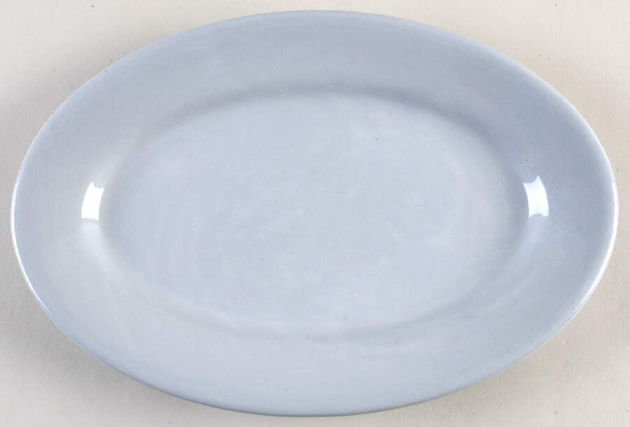 Lune Blue 12" Oval Serving Platter by Buffalo Pottery-1