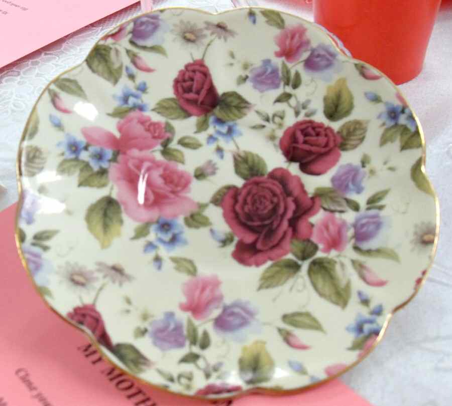 Summer Rose Chintz Saucer by Baum Brothers-1