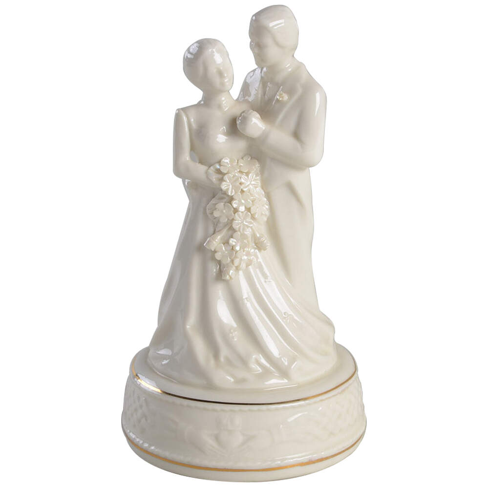 Claddagh Collection Bride and Groom Cake Topper (Plain) by Belleek Pottery (Ireland)-1