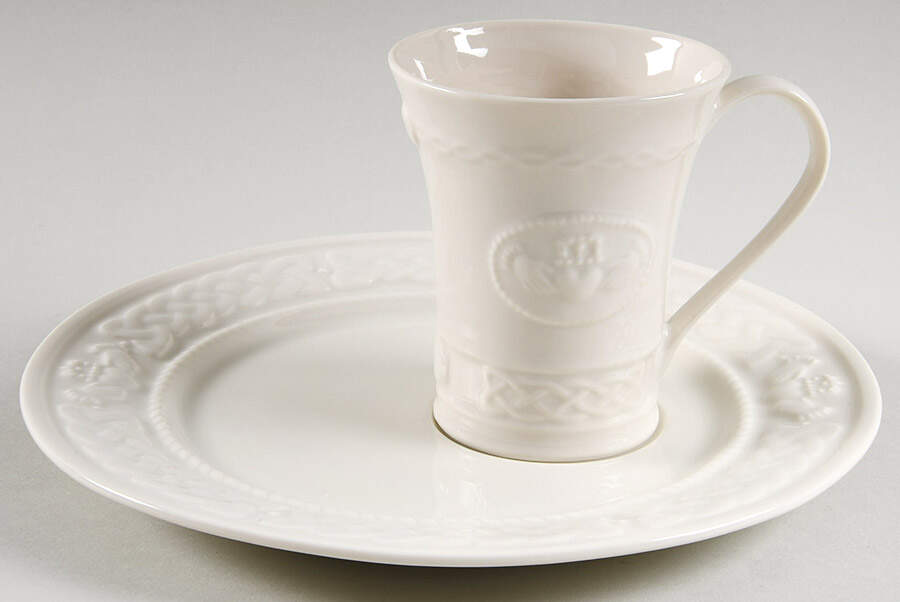Claddagh Collection Snack Tray & Mug Set by Belleek Pottery (Ireland)-1