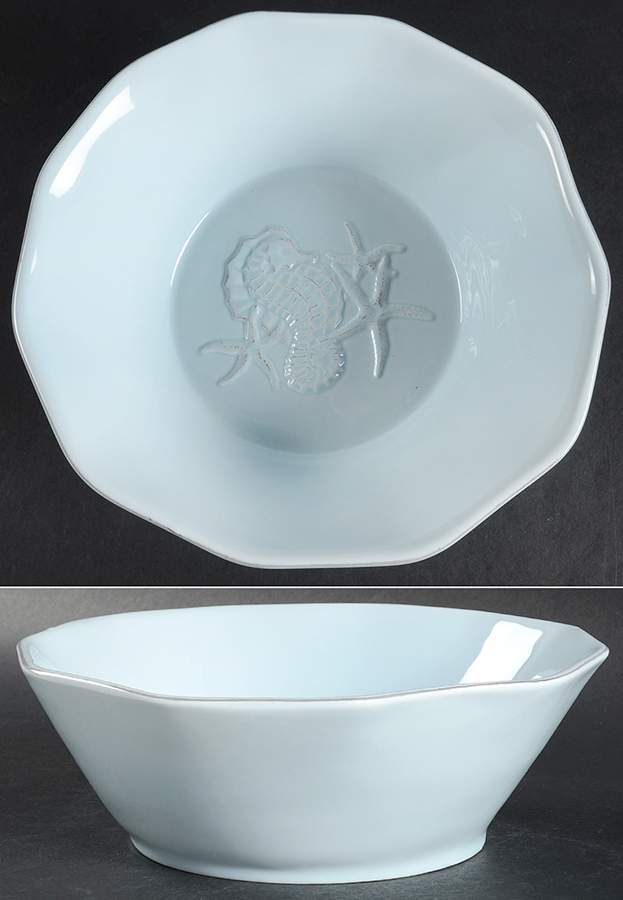 Seahorse and Seashell Menagerie Blue 8" Round Bowl by Blue Sky-1