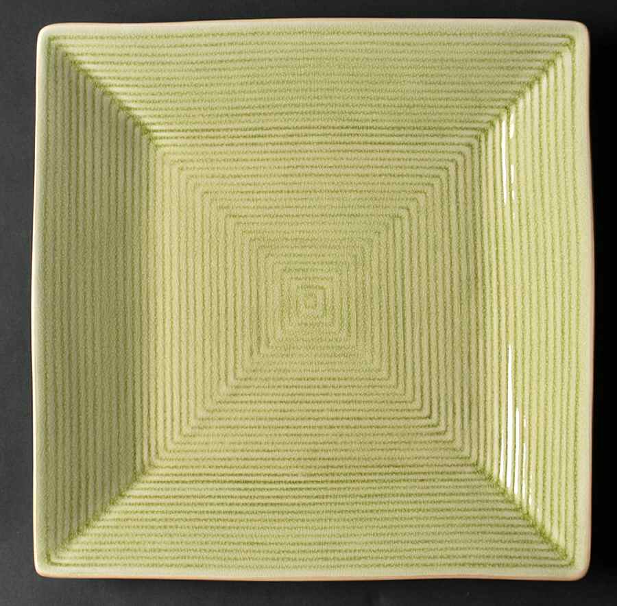 Square Lines Lime Green Dinner Plate by Baum Brothers-1