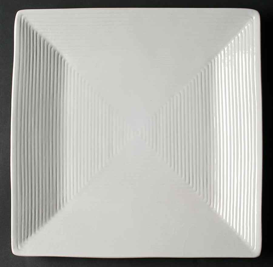Square Lines White Dinner Plate by Baum Brothers-1
