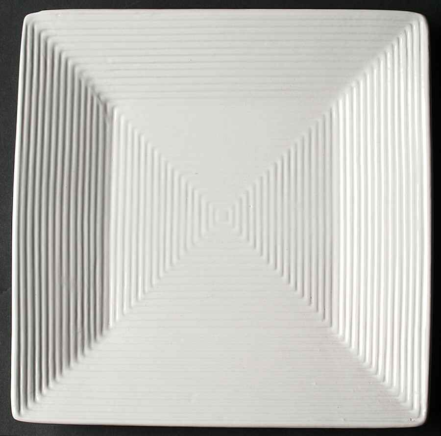 Square Lines White Salad Plate by Baum Brothers-1