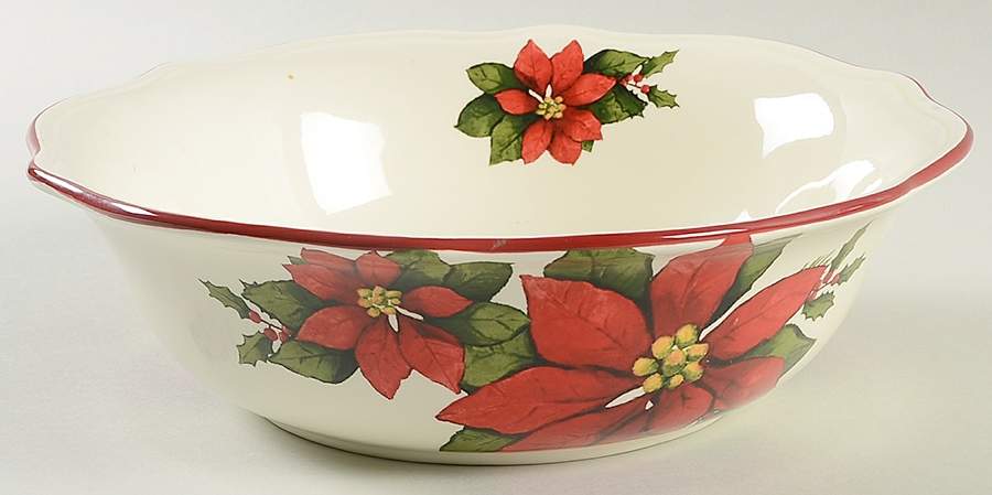 Poinsettia 10" Round Vegetable Bowl by Better Homes and Gardens-1