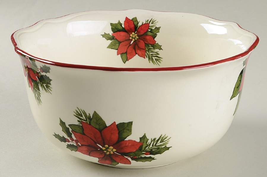 Poinsettia 8" Round Vegetable Bowl by Better Homes and Gardens-1