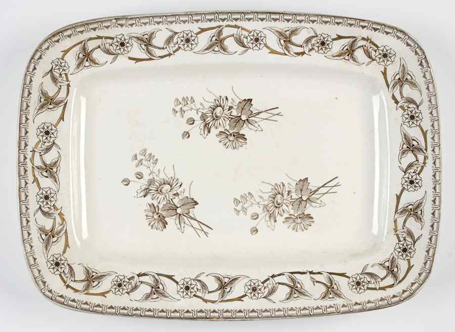 Yosemite Brown (Gold Trim) 16" Rectangular Serving Platter by T & R Boote-1