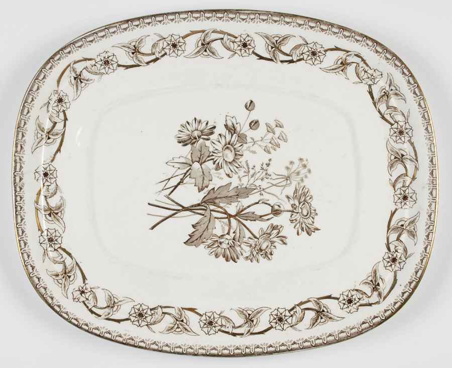 Yosemite Brown (Gold Trim) Underplate for Rectangular Tureen by T & R Boote-1