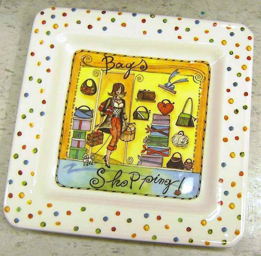 Shopping Square Salad Plate by Brunelli-1