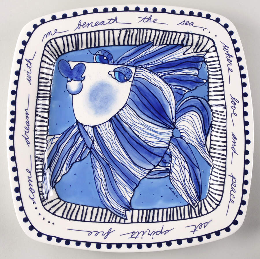 Blue Delft 12" Square Serving Platter by Blue Sky-1