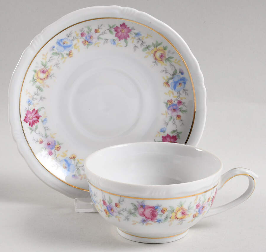 BTH222 Footed Cup & Saucer Set by Bareuther & Co-1