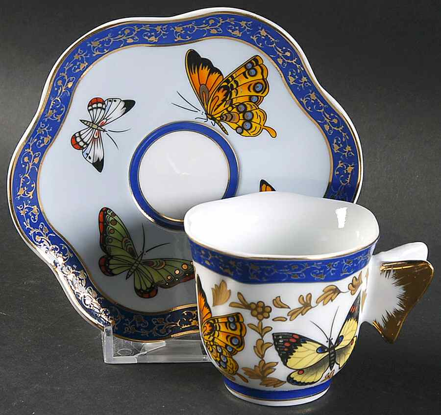 Butterfly Collection Footed Demitasse Cup & Saucer Set by Baum Brothers-1